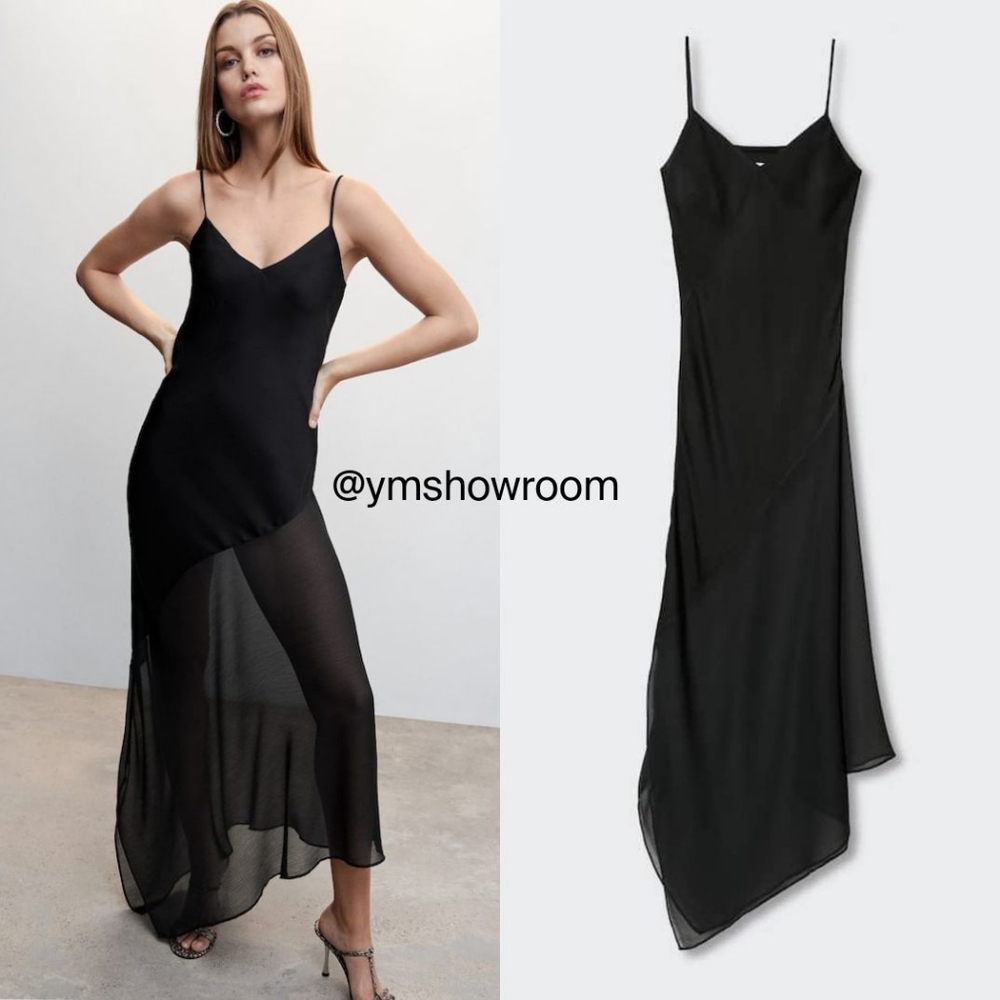 NWT MANGO asymmetric slip dress
